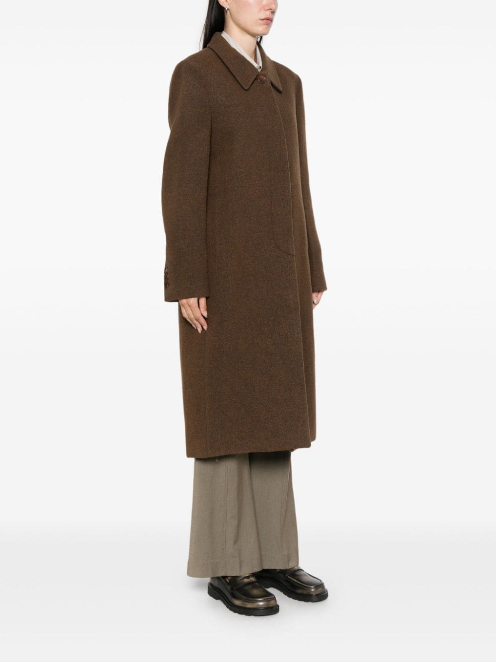 Shop Low Classic Single-breasted Coat In Brown