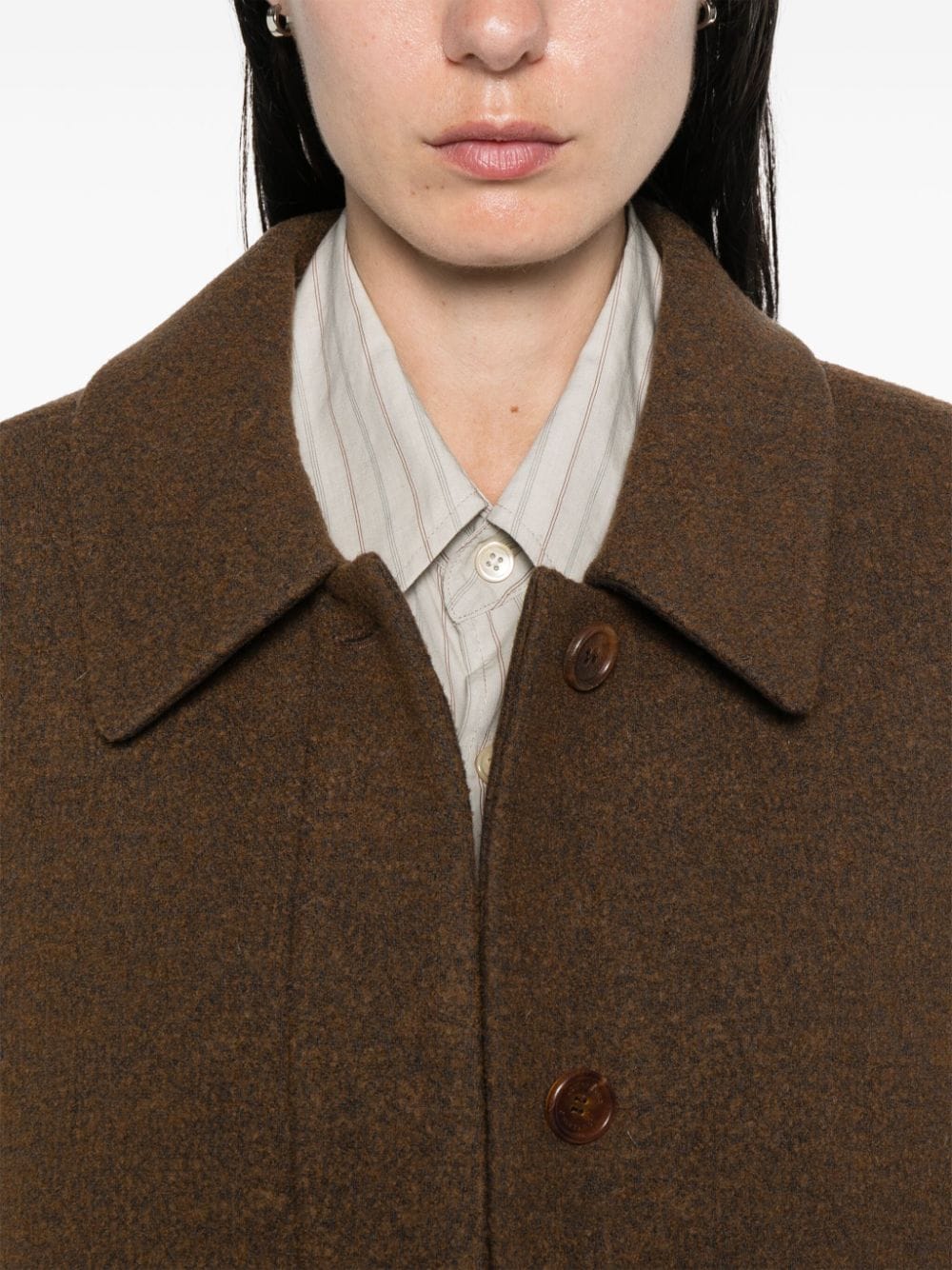 Shop Low Classic Single-breasted Coat In Brown