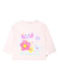 Billieblush floral-appliqué long-sleeve T-shirt - Pink