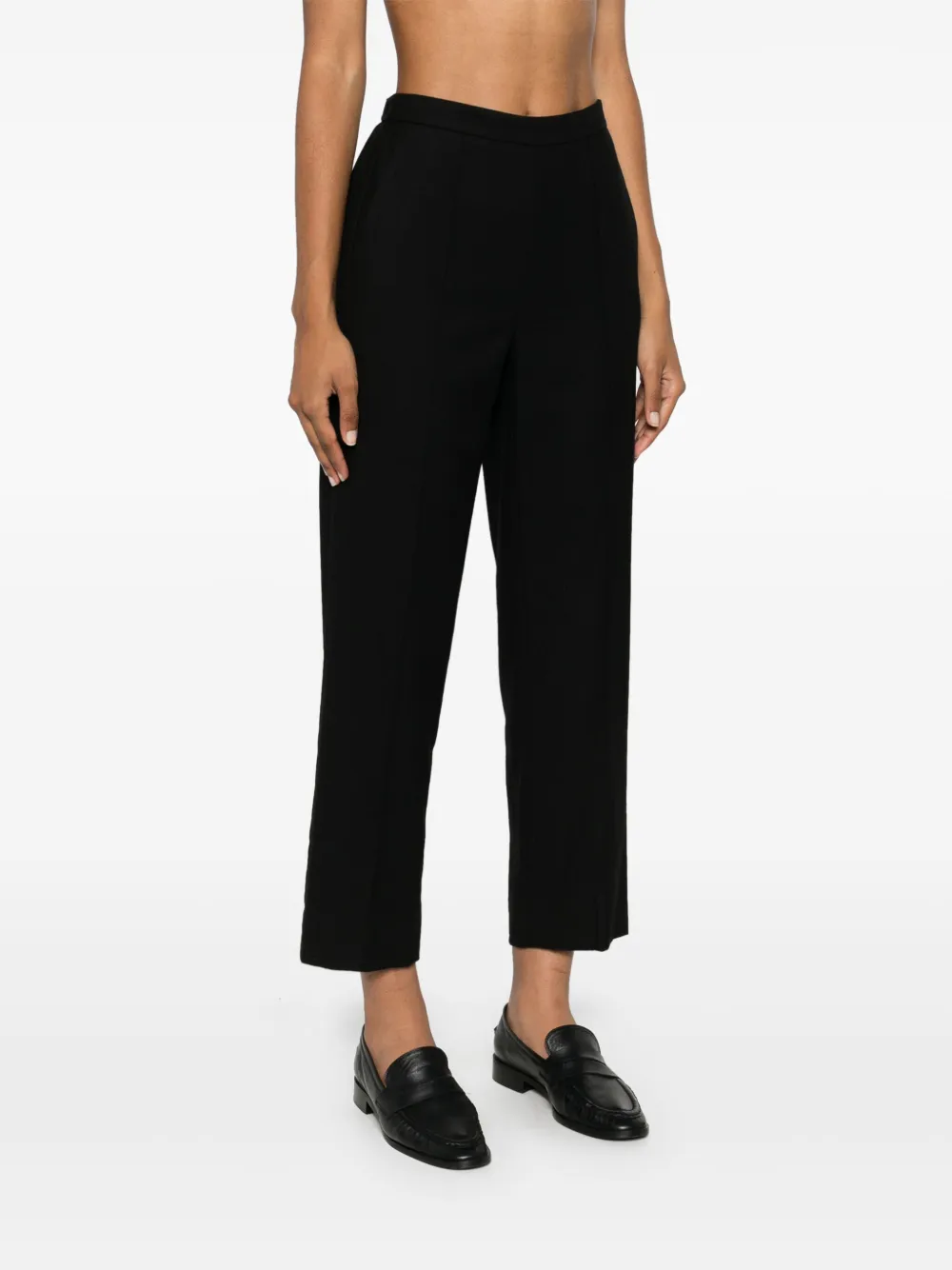 Shop Vince Brushed Mid-rise Trousers In Black