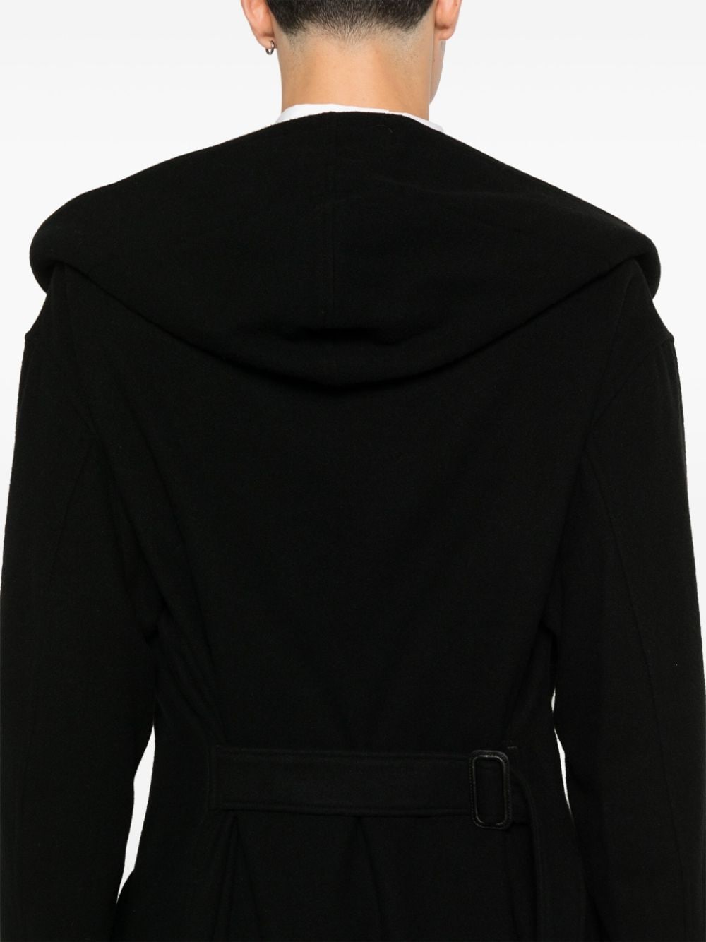 Shop Yohji Yamamoto Double-breasted Coat In Black