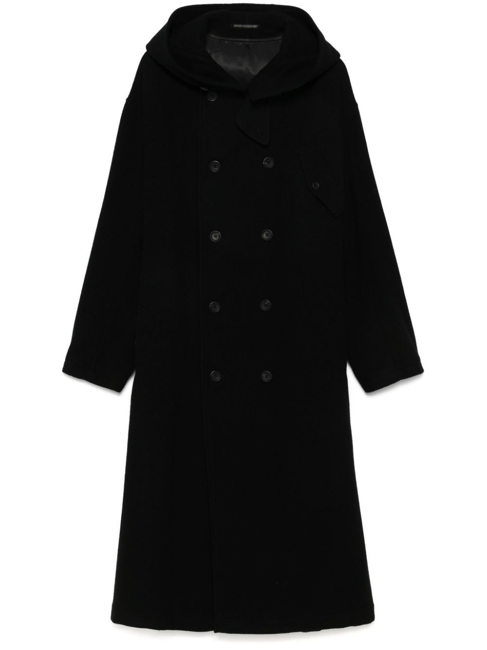 Shop Yohji Yamamoto Double-breasted Coat In Black