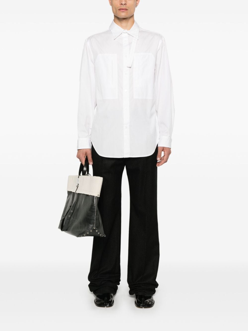 Shop Yohji Yamamoto Strap-detail Shirt In White