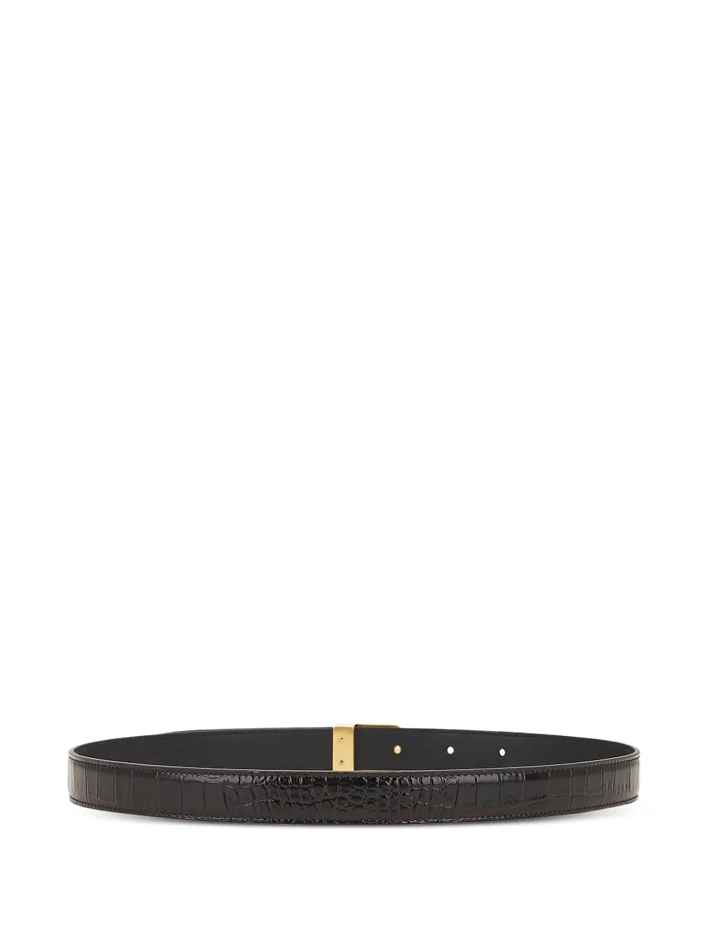 Saint Laurent Crocodile-embossed Leather Belt In Black