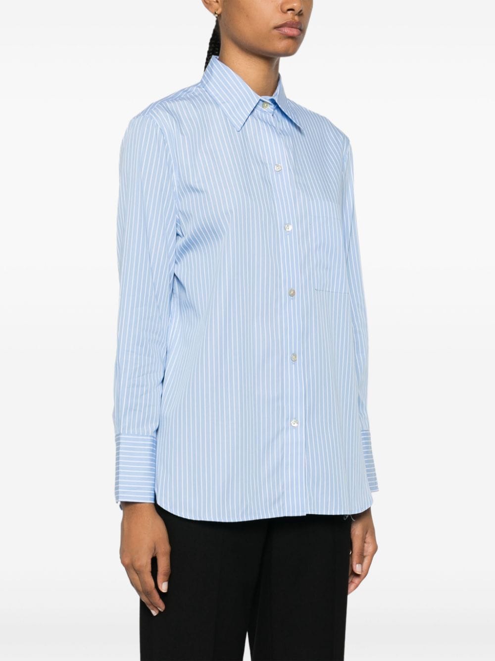 Shop Vince Striped Shirt In Blue