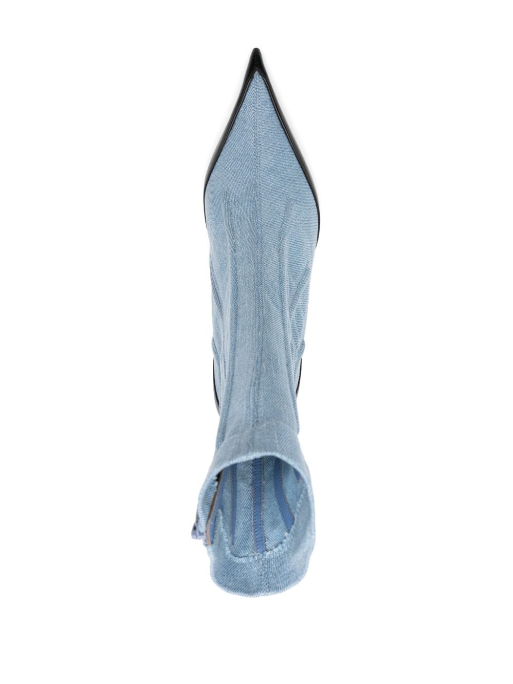 Shop Mugler 95mm Denim Boots In Blau