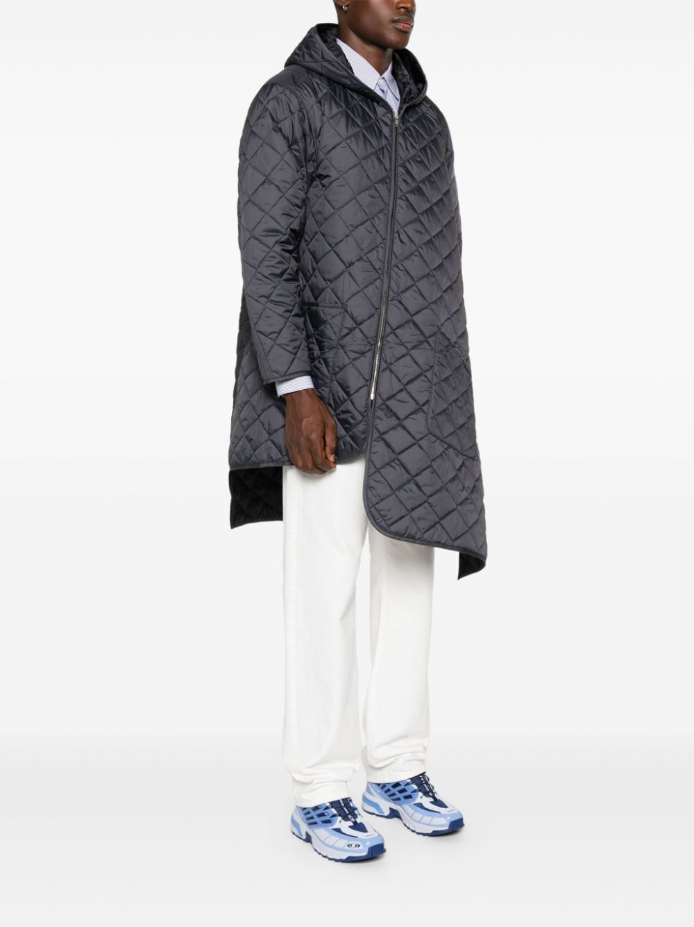 Shop Comme Des Garçons Shirt Asymmetric Parka Coat In Blue