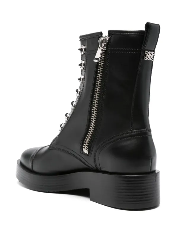 Casadei Leather Combat Boots | Black | FARFETCH JO