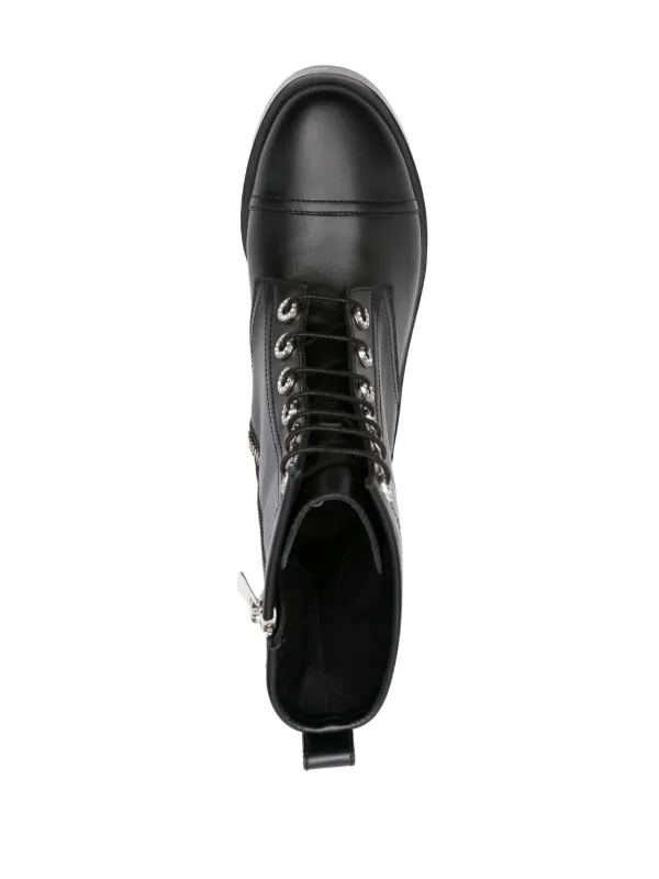 Casadei Leather Combat Boots | Black | FARFETCH JO