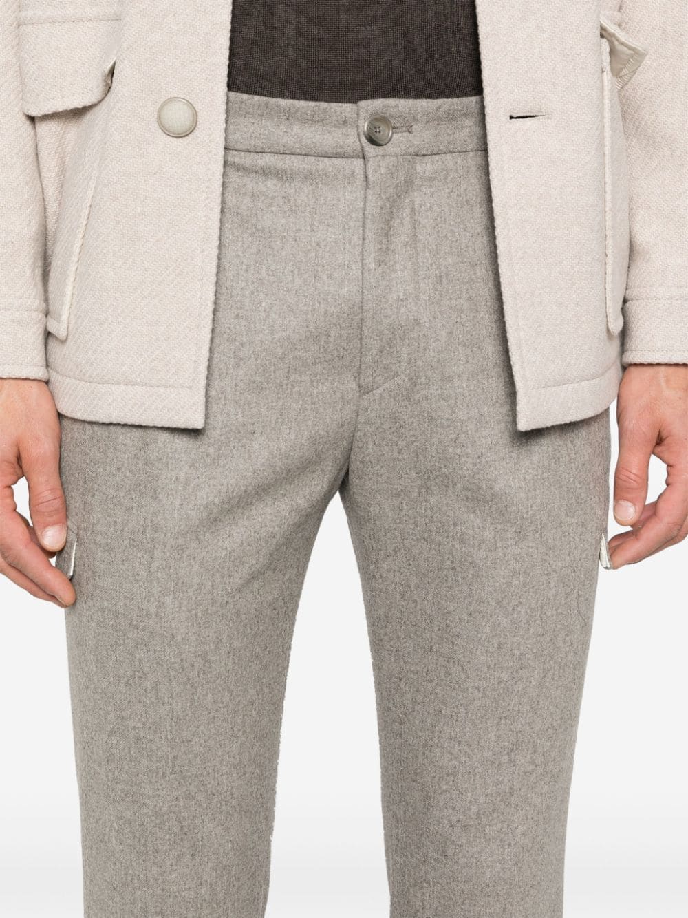 Shop Tagliatore Virgin-wool Cargo Pants In Neutrals