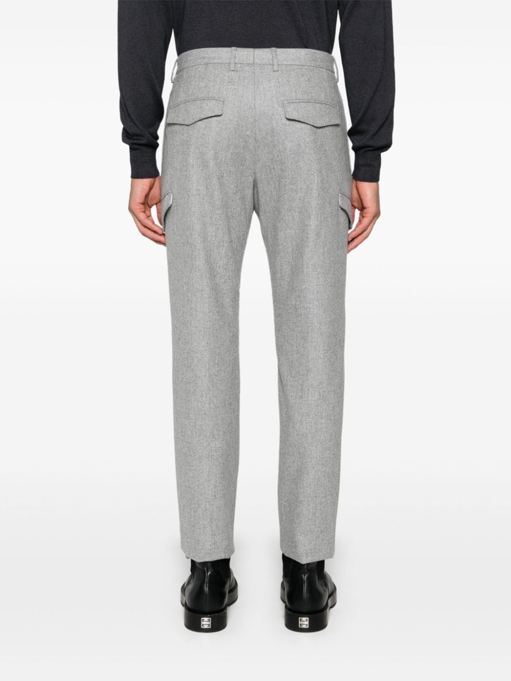 Shop Tagliatore Virgin-wool Cargo Pants In Grey