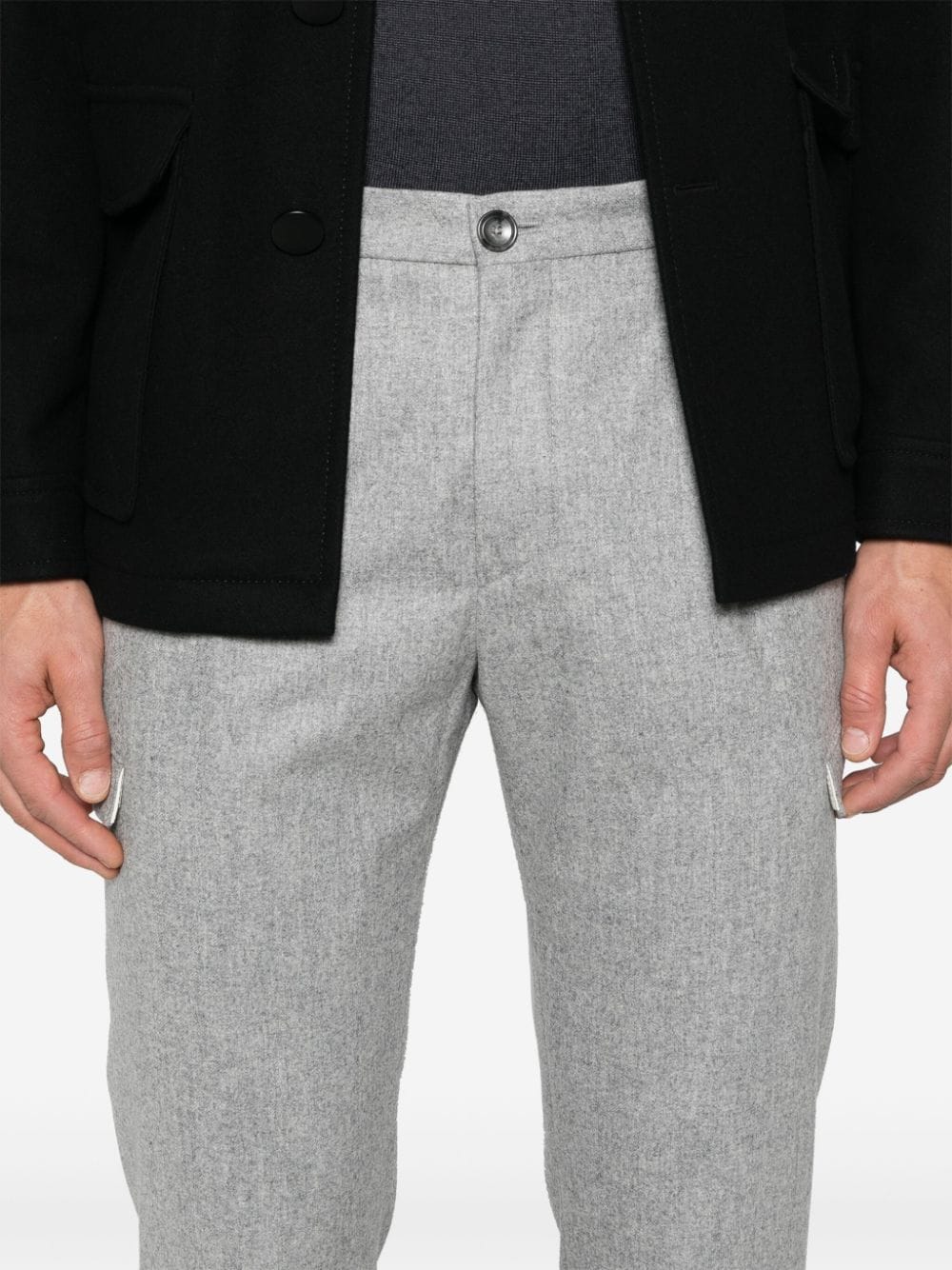 Shop Tagliatore Virgin-wool Cargo Pants In Grey