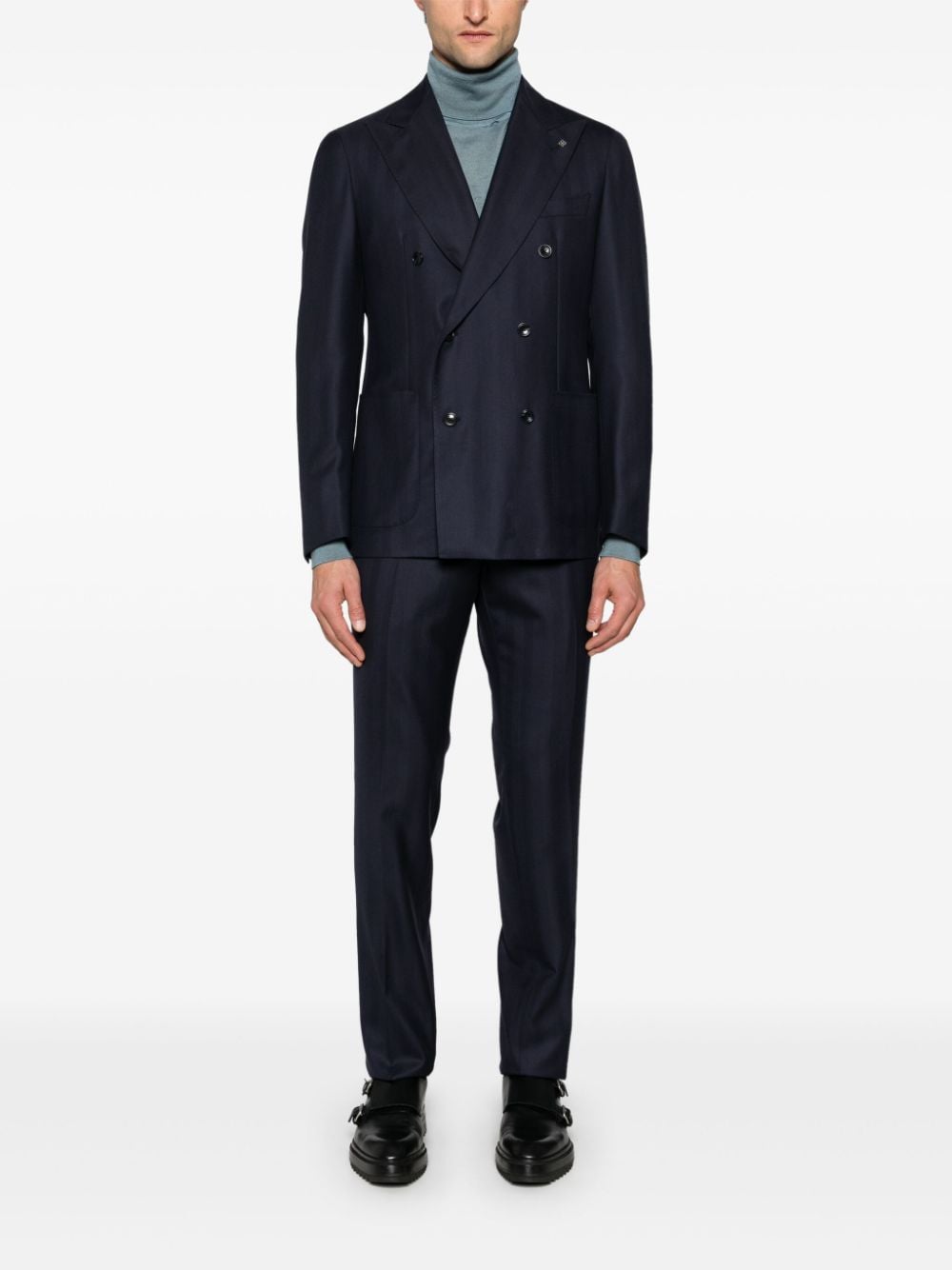 Shop Tagliatore Double-breasted Suit In Blue