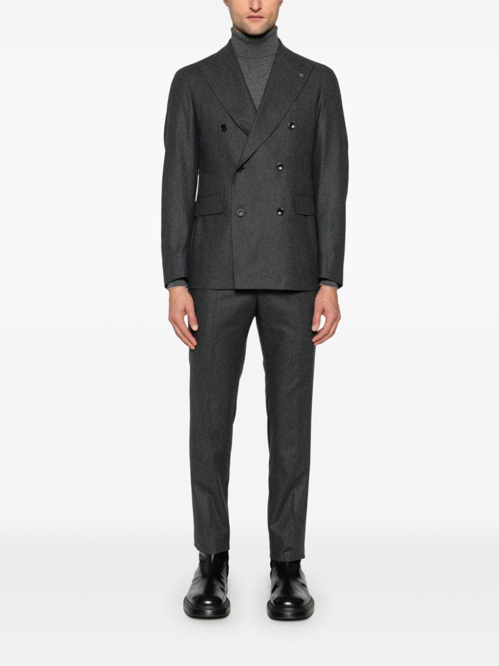 Shop Tagliatore Double-breasted Suit In Grey