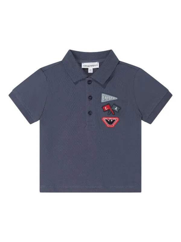 Emporio Armani Kids logo-appliqué Polo Shirt Blue FARFETCH IN