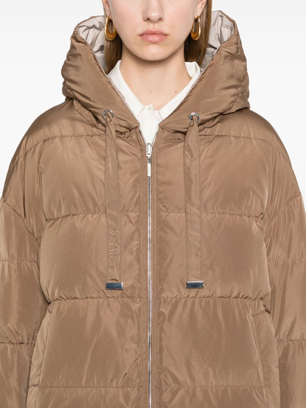 Shop Max Mara Taffy Puffer Jacket In Brown