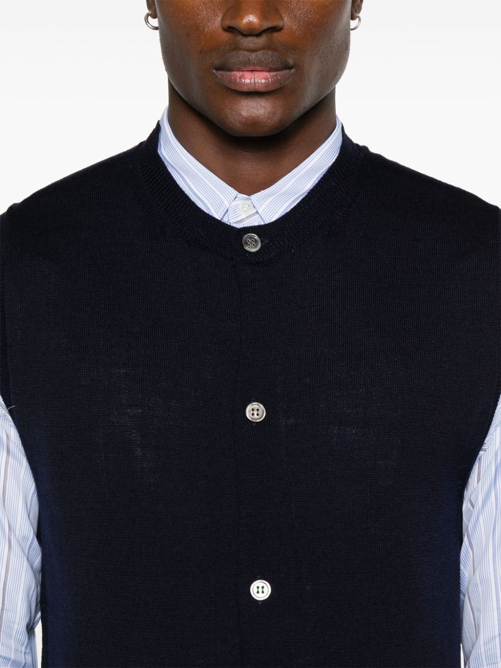 Shop Comme Des Garçons Shirt Wool Vest In Blue