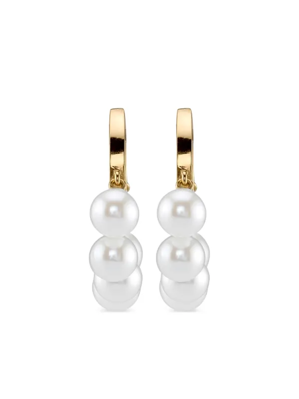 Sydney Evan 14kt Yellow Gold Pearl Drop Hoop