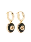 Gucci 18kt yellow gold diamond and onyx Interlocking G earrings