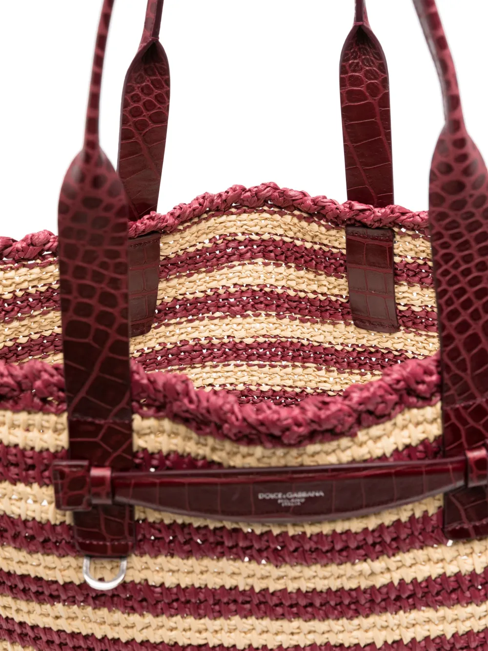 Dolce & Gabbana Gestreepte raffia shopper Rood