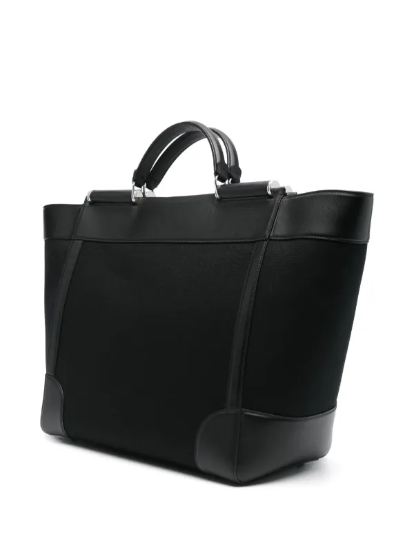 DOLCE & GABBANA BLACK LEATHER TOTES【関税送料込】 Dolce & Gabbana logo-debossed Leather Tote Bag | Black