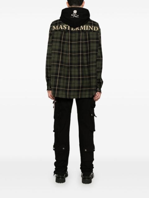 plaid-check hooded jacket