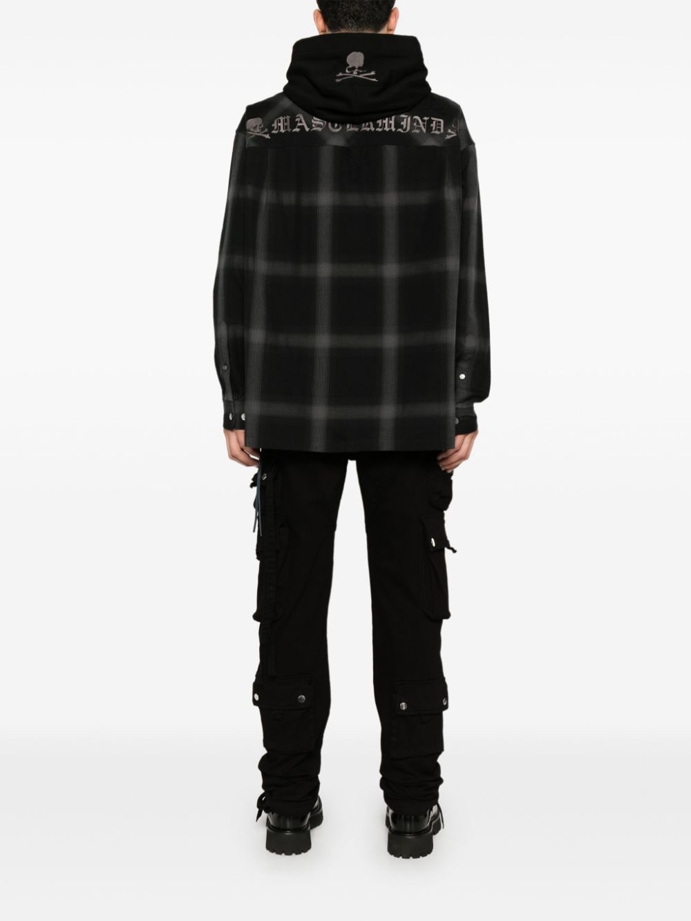 Mastermind Japan hooded plaid overshirt - Zwart