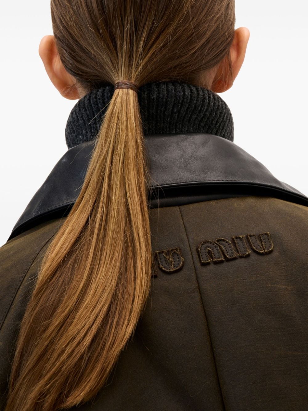 Shop Miu Miu Waxed Canvas Blouson Jacket In 褐色