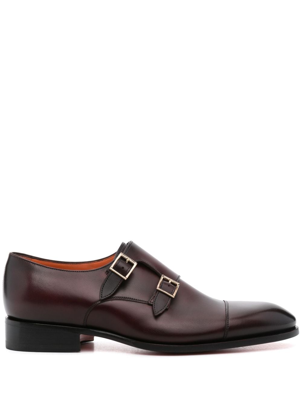 Santoni leather monk shoes Red