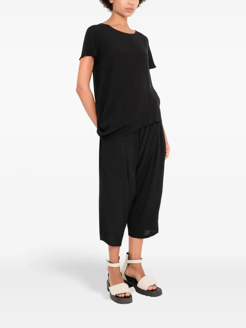 Uma | Raquel Davidowicz Asymmetrisch T-shirt Zwart