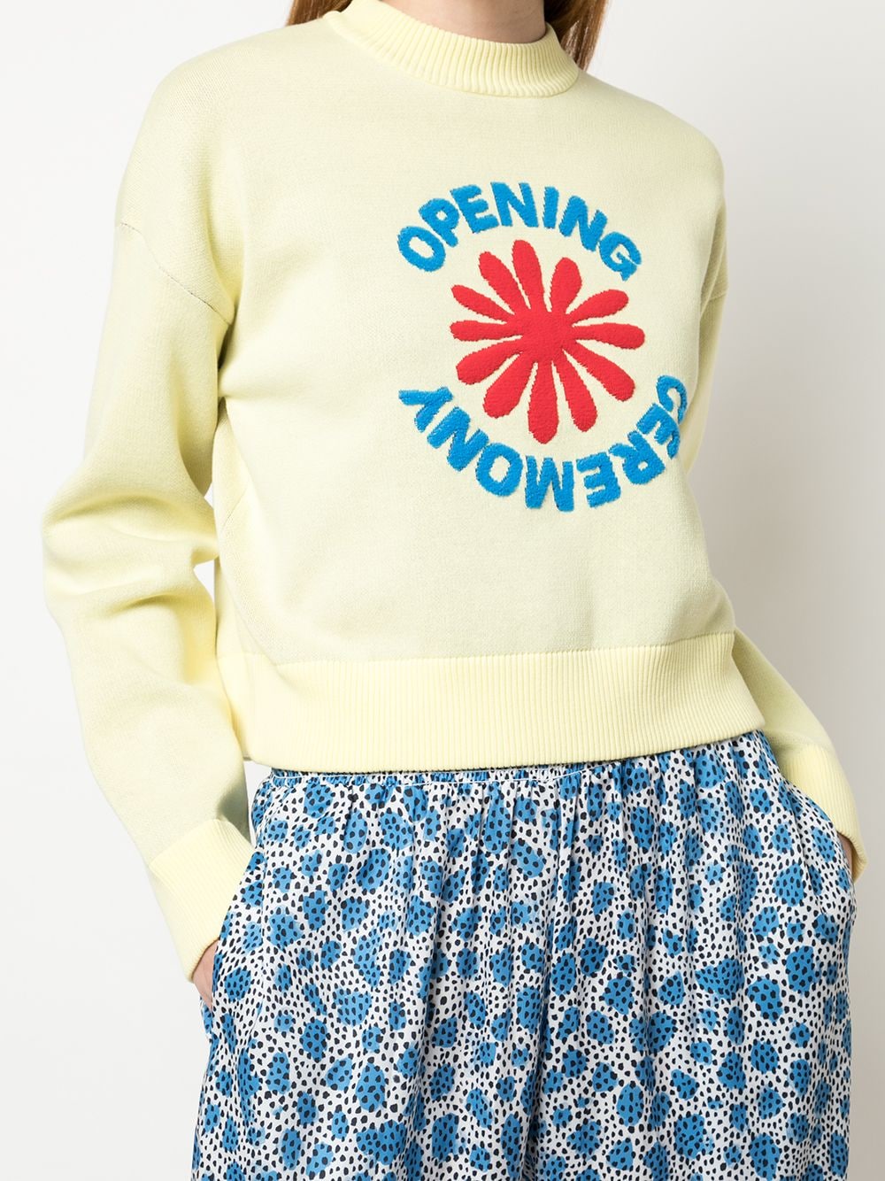 Shop Opening Ceremony Cropped Oc Flower Logo Sweater "yellow"