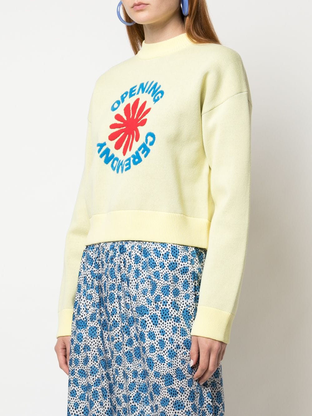 Shop Opening Ceremony Cropped Oc Flower Logo Sweater "yellow"