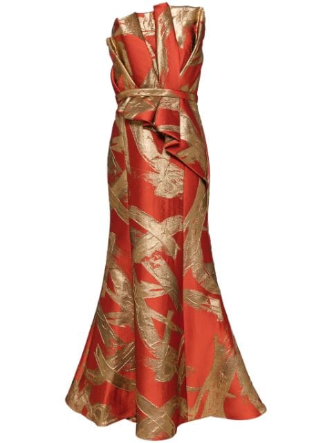 Amsale pleated jacquard gown