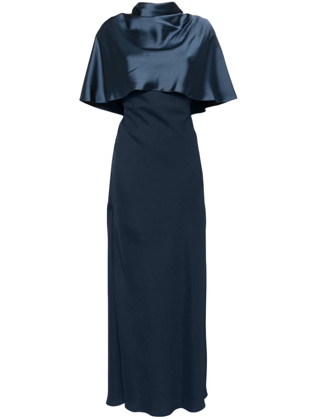 Amsale satin cape gown - Blue