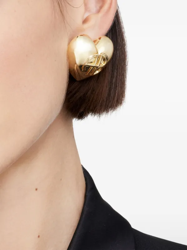 ANINE BING Chunky Heart Earrings | Gold | FARFETCH