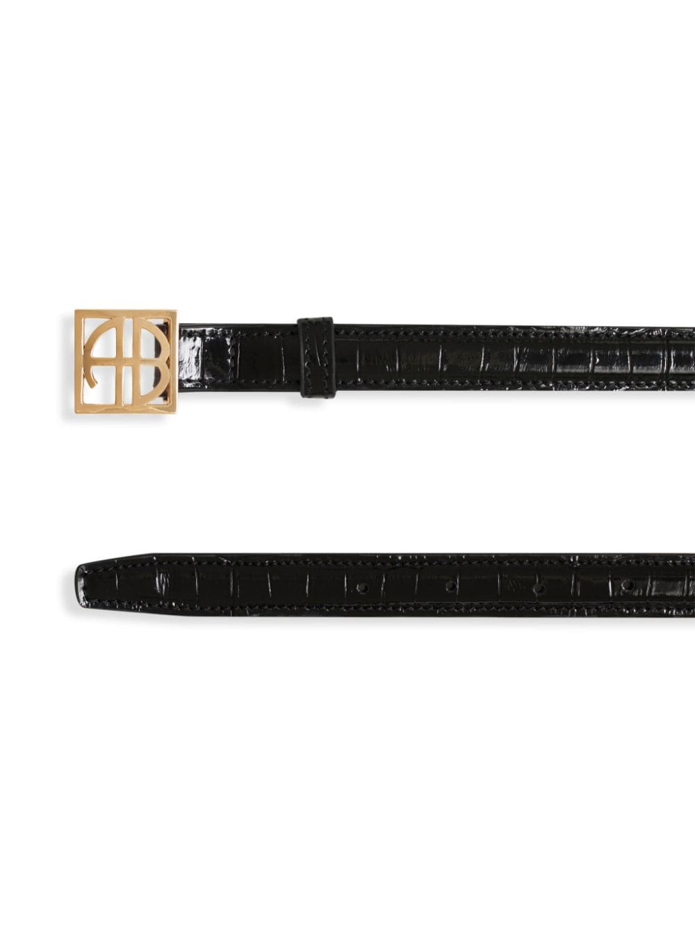 Shop Anine Bing Monogram-plaque Belt In Black