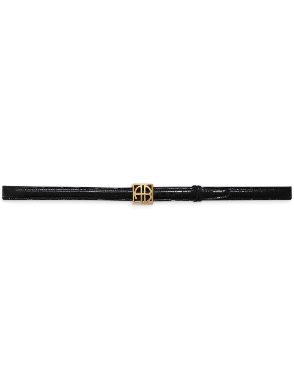 Shop Anine Bing Monogram-plaque Belt In Black