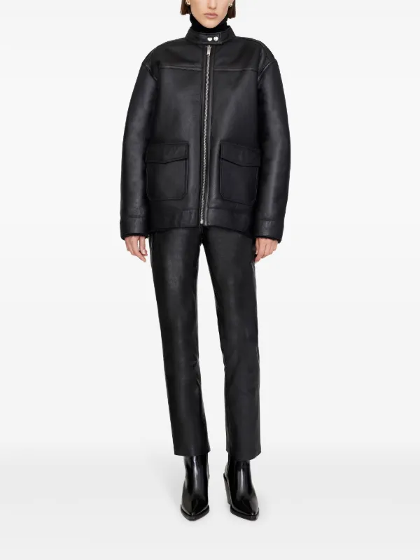 【関税込み】ANINE BING ブラック Henry レザージャケット ANINE BING Henry Jacket - Black Leather