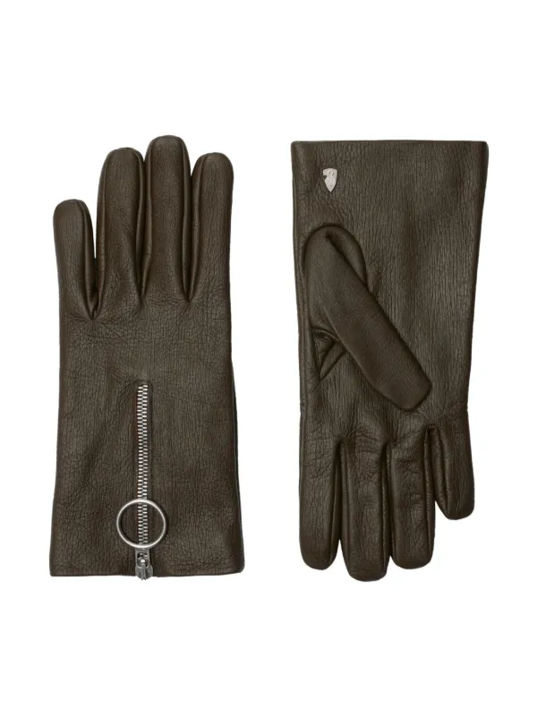 Burberry Zipped Leather Gloves Brown FARFETCH UK