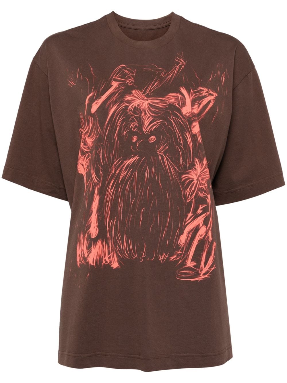 Shop Jnby Graffiti-printed T-shirt In Brown