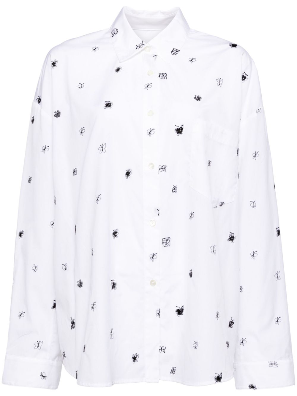 Shop Jnby Sequined Butterfly-embroidered Shirt In White