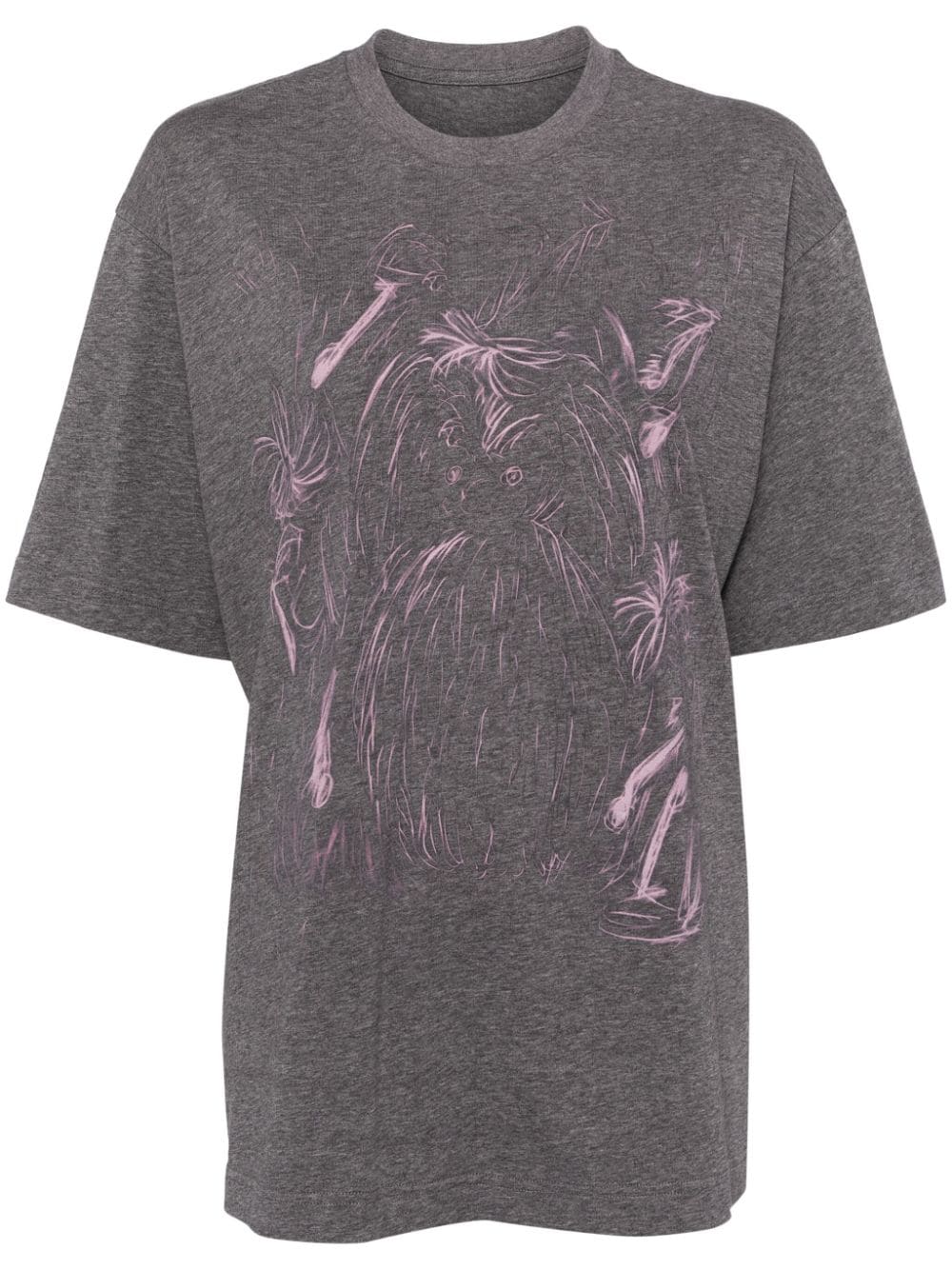 Shop Jnby Graffiti Style Loose Short Sleeve T-shirt In Grey