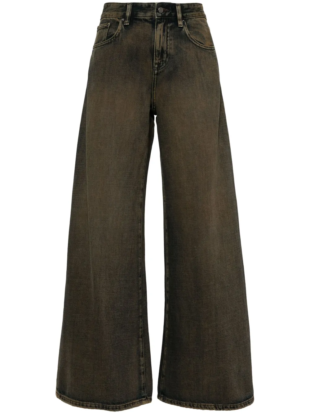 washed wide-leg jeans