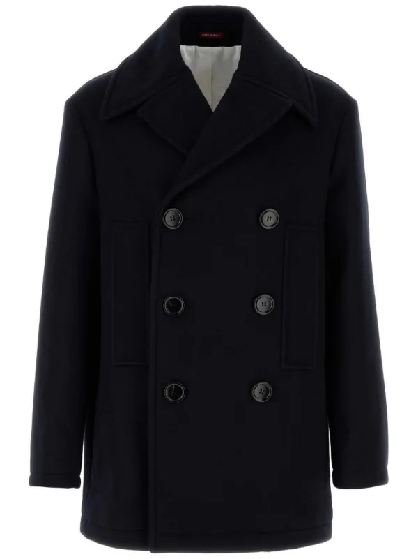 Gucci Wool double breasted Coat Blue FARFETCH CA