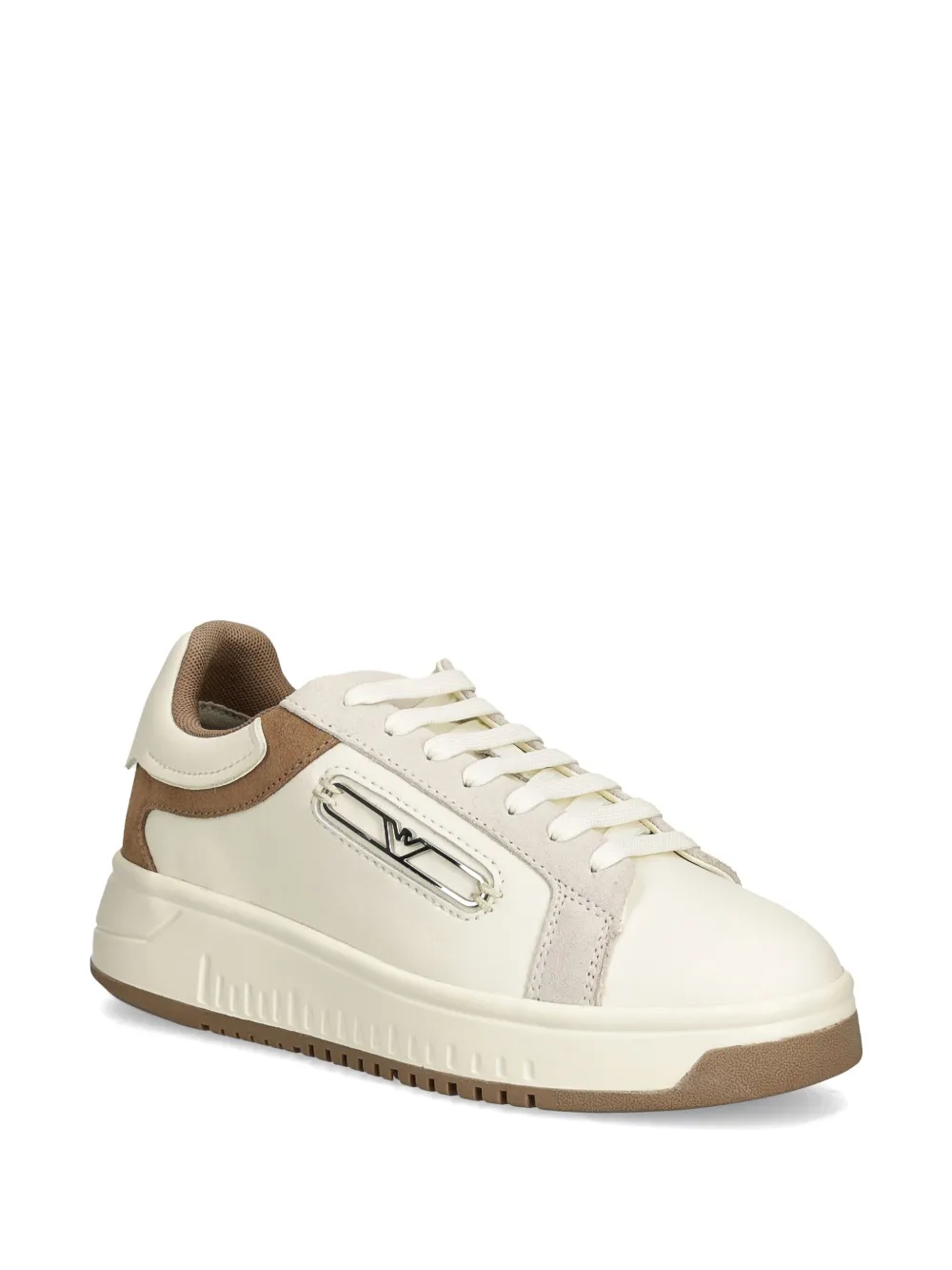 Emporio Armani Leren sneakers met logoplakkaat Wit