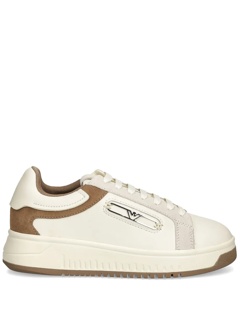 Emporio Armani Leren sneakers met logoplakkaat Wit