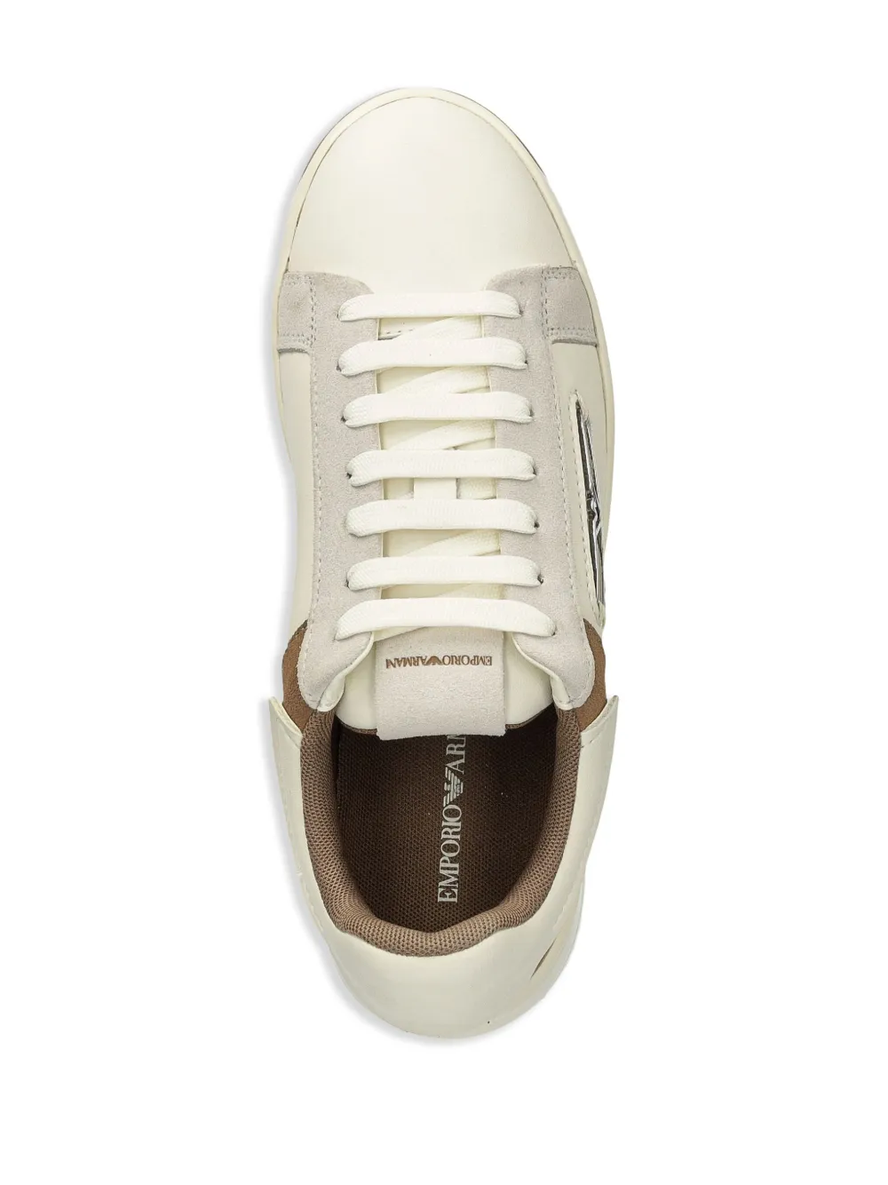 Emporio Armani Leren sneakers met logoplakkaat Wit