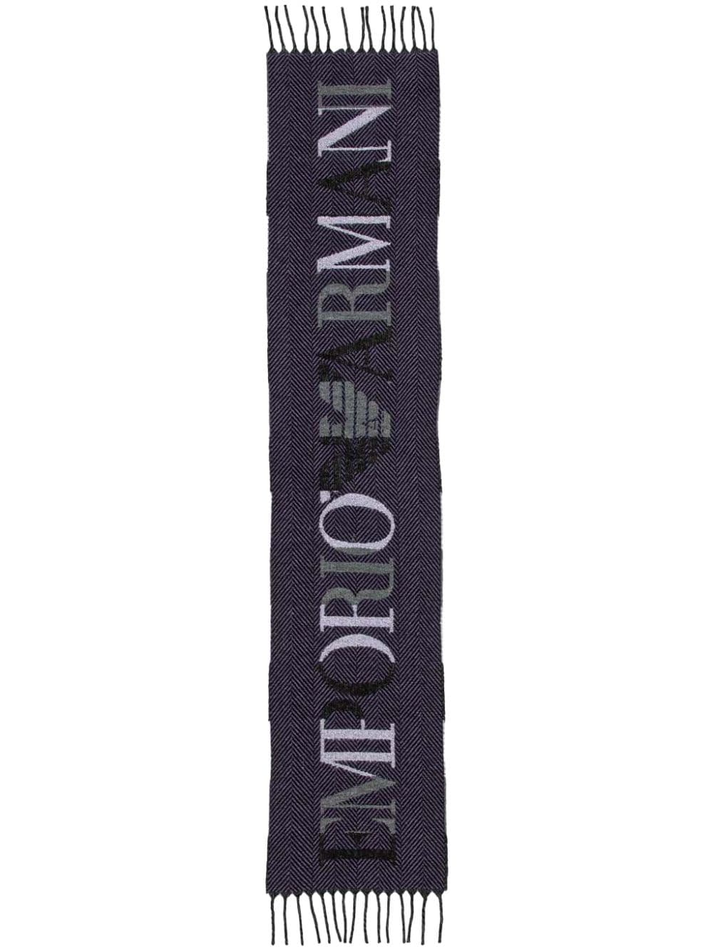 Shop Emporio Armani Logo-intarsia Scarf In Grey