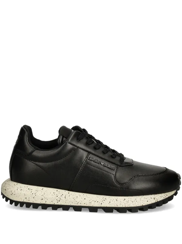Emporio Armani ブラックレザー シューズ　25cm New in Box Emporio Armani Men's Black Derby Lace Up Shoes