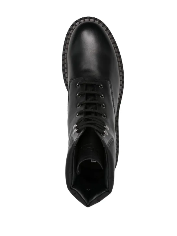 Prada Leather Work Boots Black FARFETCH PL
